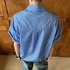 Camisa de Manga Corta a Cuadros con Estampado de Letras Estilo Callejero Americano para Hombre, Estilo Vacaciones de Verano, Camisa Versátil Casual Holgada para Hombres y Mujeres