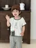 Camiseta de Manga Corta de Dibujos Animados para Niños Pantalones Cortos Rayados Ropa de Verano para Bebé Estilo Delgado 2026 Estilo Coreano Ropa para Niños Ropa de Verano para Niños