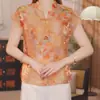 Nueva ropa de verano estilo chino para madres, camisa estampada de manga corta, blusa elegante para mujeres de mediana edad y mayores, artículo popular de transmisiones en vivo