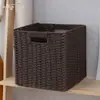 Cesta de Almacenamiento Cuadrada Estilo Americano, Estilo Pastoral, Cesta de Almacenamiento Tejida para el Hogar para Artículos Varios, Libros, Cesta de Almacenamiento para Dormitorio, Suministro del Fabricante