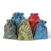 Bolsa con Cordón para Joyería con Patrón de Olas Estilo Étnico Vintage Bolsa de Brocado Tela con Patrón de Brocado Bolsa de Almacenamiento para Manualidades