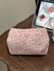 Bolsa Rosa Estampada de Leopardo Fofa para Mulheres, Bolsa de Maquiagem de Grande Capacidade, Bolsa de Armazenamento de Pincéis de Maquiagem para Viagem, Bolsa de Armazenamento Peluda Resistente ao Desgaste