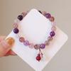Nueva pulsera de amatista natural para mujer, pulsera de cristal de fresa, nueve pulseras de mano de fuego púrpura abierto, anillo giratorio, cinabrio, bolsa de la suerte