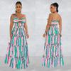 X6646 Conjunto de dos piezas con vestido estampado a rayas y top de tubo sin mangas para mujer, moda europea y americana, de AliExpress y Amazon, disponible transfronterizamente.