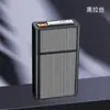 Venta al por mayor de fábrica impermeable y a prueba de humedad personalidad 20 grueso estuche para cigarrillos recargable cuerpo de encendedor de alambre de tungsteno estuche para cigarrillos encendedor transfronterizo