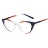 Gafas de montura pequeña con contraste de color de ojo de gato para mujer, gafas planas antiluz azul retro europeas y americanas, se pueden equipar con montura de gafas personalizada para miopía, de moda