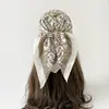 Lenço de Seda Floral Retro de Luxo Leve Transfronteiriço com Toque Macio, Lenço de Cabeça, Lenço, Lenço de Seda para Primavera e Outono, Lenço Quadrado Médio Feminino