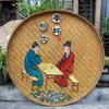 Cesta de bambú tejida a mano pintada a mano cesta para aventar pintura decoración de restaurante pintura de pared de granja hotel casa de huéspedes habitación privada compartimento pared de fondo decoración colgante