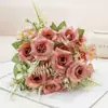 Flores Artificiales Ramo de Rosas Despertar de 6 Cabezas Plantas Verdes Artificiales Decoración para el Hogar y Bodas Exclusivo Transfronterizo Venta al por Mayor de Flores Artificiales