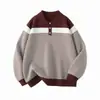 Otoño e Invierno Nueva Edición Especial Transfronteriza Más Vendido Estilo Americano Rayas Cuello Polo Suéter de Punto Perezoso Rayado Ropa Casual