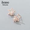 Estilo coreano S925 Sterling Silver Rotatable Five-pointed Star Brincos Micro-inlay Creative Zircon Flower Brincos Internet Celebrity Light Luxury Brincos