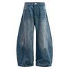 Jeans Machete Vintage Americano Lavado Velho Raspado Design Sense para Homens e Mulheres Calças Banana de Perna Larga Tendência