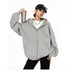 Sudadera de punto pesada de 420 g para hombre y mujer, Chaqueta de estilo idéntico para parejas, Sudadera con capucha gris versátil para primavera y otoño, Moderna