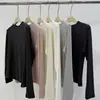 Camiseta básica de manga larga con cuello redondo, corte slim, estilo americano, elástica, adelgazante, tejido cepillado, capa base, top interior, otoño