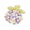 Exquisito Broche de Hortensia Morada Estilo Otoño e Invierno Accesorios de Traje de Alta Gama para Mujer Joyería de Pines Pintados