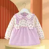 Vestido Princesa Smock para Bebê Menina Roupa Exterior Babador para Bebê Comer Impermeável Anti-Sujeira Vestir ao Contrário Bolso para Arroz Avental Outono e Inverno