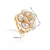 Moda Europeia e Americana Aço Inoxidável Ouro 18K Flor Tridimensional Pérola Colar Ins Boêmio Luxo Leve Acessórios de Colar para Mulheres