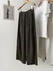 Calça Casual de Linho Tencel Respirável Elástica Cintura Alta Algodão Linho Feminina Verão Emagrecimento Refrescante Solta Cropped Perna Larga