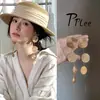 Pendientes de Borla con Textura Metálica Redonda Aguja de Plata Pendientes Exagerados Elegantes de Estilo Transfronterizo Europeo y Americano Lujo Accesible Versátil