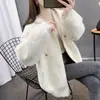 Nuevo abrigo de punto para mujer, de imitación de piel de visón, para otoño e invierno, con cremallera, holgado, grueso, con capucha, versátil.