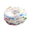 Touca de banho estampada em desenho animado, espessa e à prova d'água para adultos, cobertura para a cabeça protetora de cabelo para mulheres, touca de banho transparente para uso no banheiro para evitar que o cabelo molhe