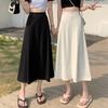 Falda Negra de Cintura Alta y Largo Medio para Mujer Verano Talla Grande Gordo mm Falda Adelgazante Falda Línea A Falda Paraguas de Vuelo Amplio Falda Larga
