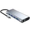 Base de expansión tipo-c 11 en 1 Hub lector de tarjetas HDMI VGA Estación de acoplamiento multi-interfaz Hub USB 3.0