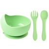 Tazón de Silicona para Niños Listo para Usar, Tazón Creativo y Simple para Entrenamiento de Comida para Bebés, Juego de Tres Piezas de Tazón de Silicona, Cuchara y Tenedor