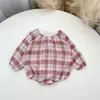 INS Otoño/Invierno Bebé Cuello Redondo Pequeño Cuadros Manga Larga Harper Traje de Gateo para Bebé Niña