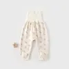 Pantalones largos de algodón para bebé, de cintura alta, protectores de barriga, adecuados para bebés y niños pequeños, pantalones largos de capa base para otoño, pantalones de cintura alta grado A para bebés y niños pequeños