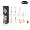 Venta al por mayor de fabricantes Juego de cubertería occidental de acero inoxidable Práctico cuchillo para bistec, tenedor, juego de cucharas de postre Caja de regalo de 5 piezas Vajilla