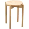 Banqueta Redonda de Madeira Maciça para Sala de Estar Mesa de Jantar Banqueta Doméstica Pequena Empilhável Simples Moderna Moda Criativa Color Blocking Banqueta Baixa