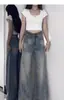 Jeans Retro Americanos de Pierna Ancha para Mujer, Nuevos de Primavera y Otoño de Cintura Alta Sueltos Talla Grande con Caída Pantalones Rectos de Pierna Larga Hasta el Suelo
