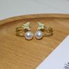 Dan peach jewelry S925 brincos de pérolas naturais com agulha de prata e diamante, dois brincos de pérolas com borla de zircônia