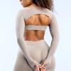 Conjunto Sexy Transfronteiriço Curto Longo de Manga Terno Colete Pequeno Esportivo Nude Conjunto de Duas Peças Fitness Especial Corrida Pilates