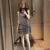 Vestido sin mangas con volantes estilo commuter para mujer, hermoso y muy favorecedor, corte holgado, adelgazante, de longitud media, vestido tipo pastel de alta gama