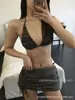 Biquíni Maiô Estilo Coreano 2026 Sexy Vazado para Seios Pequenos Três Peças Estilo Saia Amarração Menina Popular Roupa de Banho para Férias na Ilha