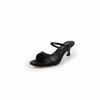 Elegantes y Sexy Sandalias de Cuero Genuino para Mujer con Piernas Largas, Pantuflas Exteriores, Verano 2025, Tacón de Aguja Simple, Punta Redonda, Punta Abierta