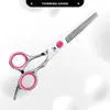 Envio transfronteiriço da Amazon tesouras profissionais de cabeleireiro com tampa rosa, tesouras de cabeleireiro domésticas de aço inoxidável, tesouras retas e tesouras de desbaste