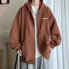 Colección de otoño para hombre estilo americano: sudadera con capucha de punto de moda, corte holgado, ropa para hombre, chaqueta con cremallera