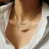Collar Sonrisa Acero de Titanio Cadena Hueso de Serpiente Cadena para Suéter Cadena para Suéter Simple Joker Colgante Geométrico Suministro en Vivo de Comercio Exterior