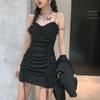 Vestido Sling Dulce Picante para Mujer Primavera y Verano Diseño de Cintura Nicho Cordón Puro Sexy Chica Caliente Cadera Falda Corta