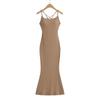 Menina quente com almofada peito sexy sem costas cruz rabo de peixe vestido longo mulheres verão novo slim-fit sling vestido mulheres