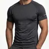 Camiseta de Comercio Exterior Transfronterizo Nueva 2026 con Tiras Reflectantes Catiónicas, Color Sólido, Cuello Redondo, Manga Corta Casual Deportiva para Hombre