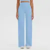 Pantalones Largos Deportivos Cruzados Cepillados de Cintura Alta Control de Abdomen para Correr Yoga Levantamiento de Glúteos Sueltos de Pierna Ancha Ropa de Fitness Yoga para Mujer