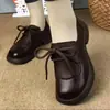 Nueva Colección Primavera/Otoño 2026: Zapatos de Cuero Retro para Mujeres de Mediana Edad, Tacón Plano, Antideslizantes, Cuero Suave, Suela Suave, Zapatos Planos de Moda para Mujer