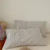 Funda de almohada de algodón 100% puro teñido en hilo, algodón lavado, funda individual para almohada, 48x74 cm, juego de dos
