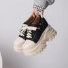 Zapatos de Plataforma de Tacón Super Alto de 12CM Primavera Nuevo Cuero Genuino Zapatos de Lona Suela Gruesa Aumento de Altura Zapatos de Mujer Zapatos Casuales Pequeños
