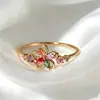 Anillo Abierto Ajustable Tilenny Estilo Ins Más Vendido Transfronterizo con Circonita para Mujer, Diseño Floral Dulce y Lindo