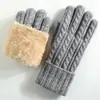 Nuevos Guantes de Pantalla Táctil Transfronterizos para Mujer, Otoño/Invierno Cálidos para Exteriores, Ciclismo, Protección contra el Frío, Guantes de Punto de Cinco Dedos
